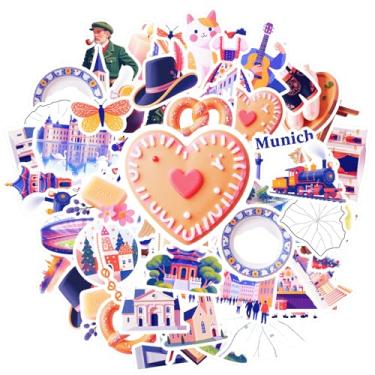 Imagem de 50 peças Cultura Alemã Festival Bávaro Oktoberfest Adesivos DIY Brinquedo Germânico para DIY Telefone Laptop Scrapbook Bicicleta Mala Frigorífico Telefone Bagagem Laptop Guitarra Carro Brinquedos