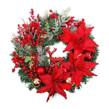 Imagem de MotiveTech Guirlanda de Natal para Porta de Entrada, Decoração de Natal com Bola Dourada, Guirlanda de Inverno para Janela de Festas