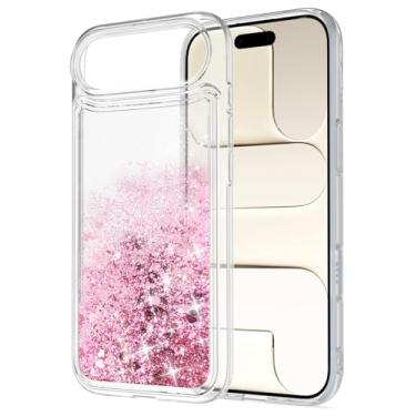 Imagem de WORLDMOM Capa protetora para iPhone 17 Air, capa protetora de TPU (poliuretano termoplástico) com glitter brilhante colorido 6,5 polegadas, ouro rosa