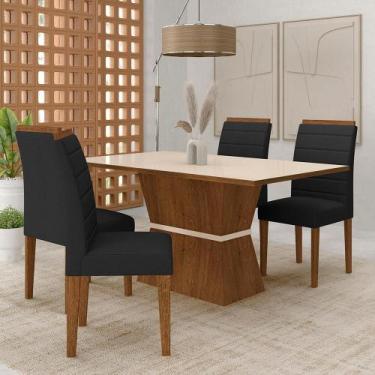 Imagem de Mesa 1,36 Biella Com 4 Cadeiras Estofadas Freijó/off/sd Preto - M.a - 