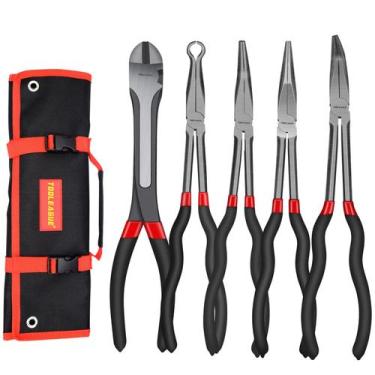 Imagem de Conjunto de alicates de bico fino TOOLEAGUE extra longo, 5 unidades co
