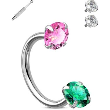 Imagem de OUFER Anéis de nariz 20G 6/7/8 mm, anel de nariz articulado de aço cirúrgico 316L para mulheres, piercing de cartilagem de zircônia cúbica transparente, cartilagem, torre, hélice, lóbulo, tragus