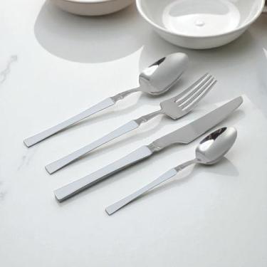 Imagem de Generic 1 conjunto de talheres para lava-louças, adequado para lava-louças, conjunto de talheres, garfo de faca, grandes e pequenas, conjunto de 4 peças, aço inoxidável 410, tom prata branco