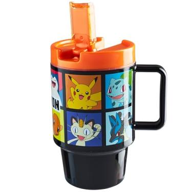 Imagem de Get Trend Garrafa Pokemon Tumbler Crianças 500 ml, Copo de Beber à Prova de Vazamento com Tampa e Canudo, Caneca de Plástico Sem BPA, Ideia de Presente (Pokemon Preto)