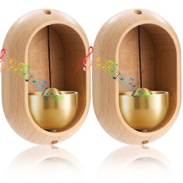 Imagem de Otoolling 2 peças de campainha de lojista para abertura de porta, campainha magnética de madeira quando a porta abre, campainha magnética para portas de vidro de café, entrada de loja, presente de