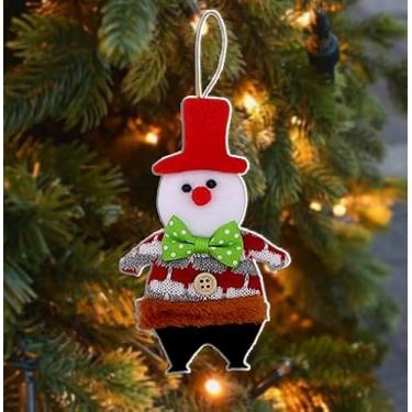 Imagem de Enfeites de árvore de pelúcia, desenho animado de urso rena, boneco de neve, Papai Noel, decoração de tecido macio para pendurar com laço, tamanho compacto para decoração sazonal de casa para