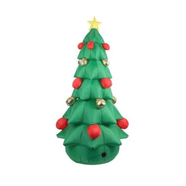 Imagem de MotiveTech Árvore de Natal inflável de 2,40 m (7,87 pés), enfeite natalino inflável leve para decoração de jardim com luzes, para uso interno e externo.