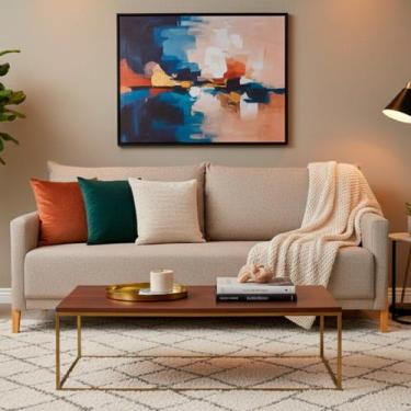 Imagem de Sofá para Sala de Estar 2 Lugares Pés de Madeira Eudora - Konfort King