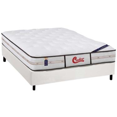 Imagem de Cama Box King: Colchão Molas Ensacadas Castor Pocket Gold Star Vitagel Class + Base White(193X203)