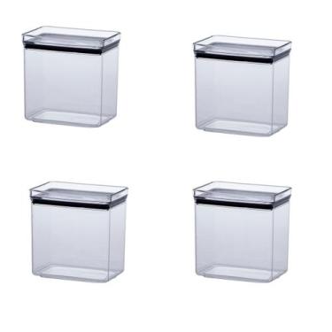 Imagem de Kit 4 Pote Hermético Lumini Retangular 1,300 ML Trasparente - Paramoun