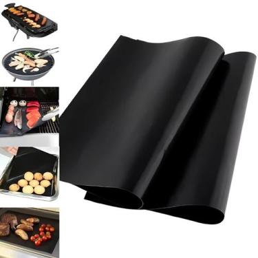 Imagem de Manta Grill Para Churrasco Chapa Grelha Antiaderente Lisa 40x33cm Viag