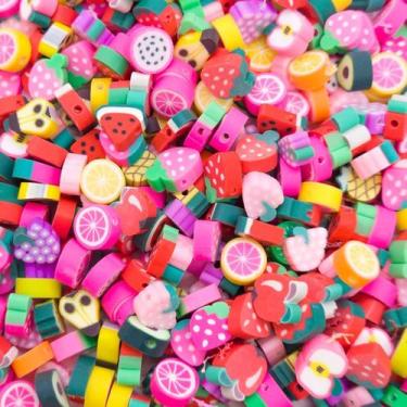 Imagem de Miçanga Passante Frutinhas Diversas Fimo Colorido 10mm 50pçs 30g - Mac