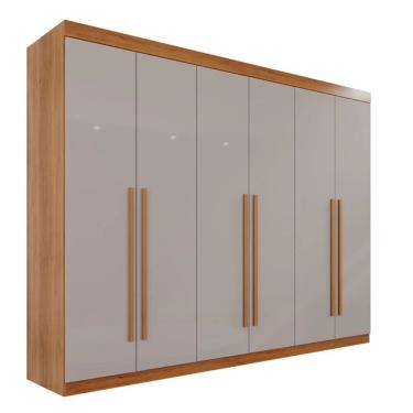 Imagem de Guarda Roupa Casal 6 Portas 6 Gavetas Gramado 100% Mdf Valverde Moveis Cinamomo-off White