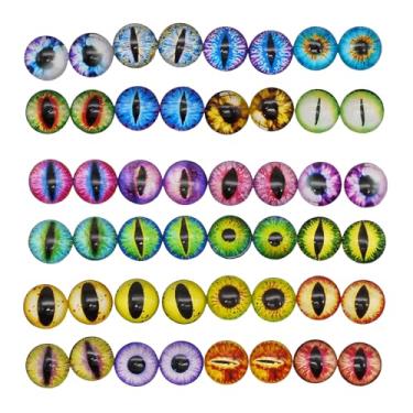 Imagem de Cabochão de vidro sortido com 200 peças, olhos de boneca animal, olhos de dragão planos, olhos de cobra, olhos de sapo, cabochão para artesanato, 6 mm, adesivos de olhos de vidro para esculturas de