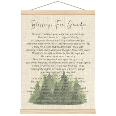 Imagem de Boat Wades Bênçãos cristãs para vovô moldura de pôster de arte de parede, presentes de netos, decoração de parede inspiradora de oração do avô para quarto, sala de estar, casa, 30,5 x 40,6 cm
