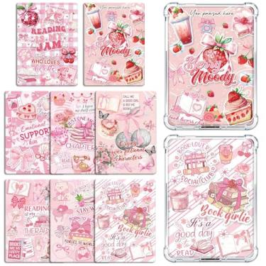 Imagem de Rngmsi Inserção de cartolina para capa transparente – 8 peças de inserções de cartolina Coquete Bow compatíveis com Kindle Paperwhite 11 a 12, 17 x 11,8 cm, papéis estéticos para E-Reader, capa