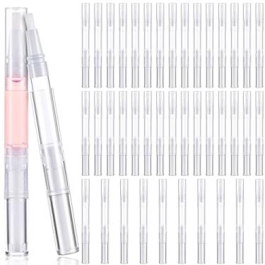 Imagem de Pacote com 40 canetas de óleo de cutícula de 3 ml, caneta de óleo de unha vazia, canetas transparentes torcidas com ponta de pincel, recipientes cosméticos para brilho labial tubo líquido para