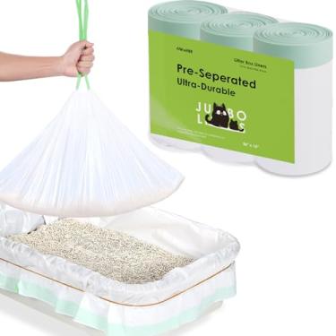 Imagem de 42 sacos para caixa de areia para gatos, sacos grandes/jumbo com cordão para caixa de areia, forro de areia de gatinho resistente pré-separado 91 x 40 cm