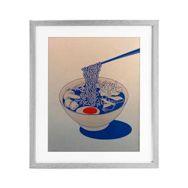 Imagem de Stupell Industries Tigela de macarrão ramen gradiente cinza impressão emoldurada sob vidro, design por Seven Trees Design, 40 x 33