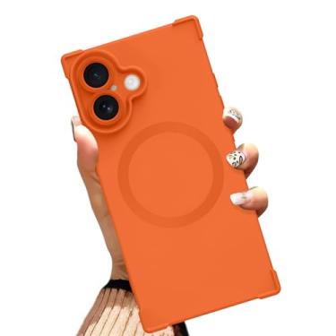 Imagem de AIGOMARA Capa magnética para iPhone 17 de 6,3 polegadas [compatível com MagSafe] Capa protetora fina de TPU macio com cantos reforçados à prova de choque para mulheres e homens