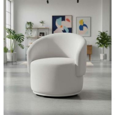 Imagem de Poltrona Decorativa Giratória Sala De Estar Recepção Jasmine Suede Branco