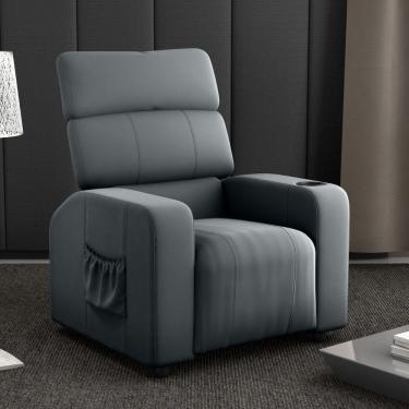 Imagem de Poltrona Reclinável Para Sala Hull Veludo Cinza