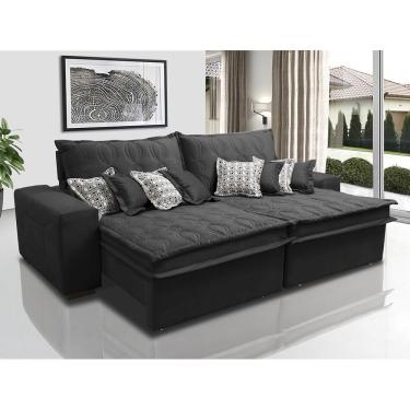Imagem de Sofá Retrátil E Reclinável 2,52m Com Molas Ensacadas Cama Inbox Supreme Tecido Suede Velusoft Preto