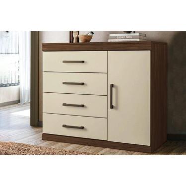 Imagem de Cômoda Casal 1.4 Plus C/ 1 Porta E 4 Gavetas Jatobá/areia - Santos Andirá