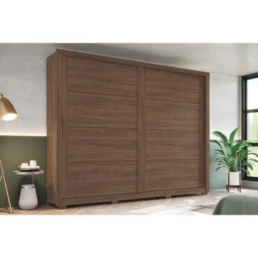 Imagem de Guarda Roupa Casal 2 Portas De Correr E 4 Gavetas Palace Castanho - Henn