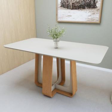 Imagem de Mesa de Jantar Retangular 160cm com Tampo em Mdf Sintonia - Móveis Lop