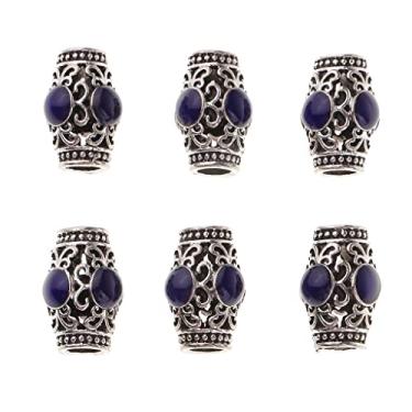 Imagem de barenx 6 peças de prata tibetana filigrana tubo espaçador berloque contas pulseira jóias achados