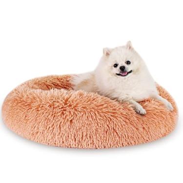 Imagem de SM4BED Cama calmante para cães pequenos e médios, cama redonda antiansiedade de pelo sintético de pelúcia macia, antiderrapante, lavável, para animais de estimação de até 13,6 kg