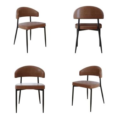 Imagem de 4 Unidades Cadeira Bless Fixa C/4 Pés 53 X 55 X 78cm. Courino Whisky Courino Whisky