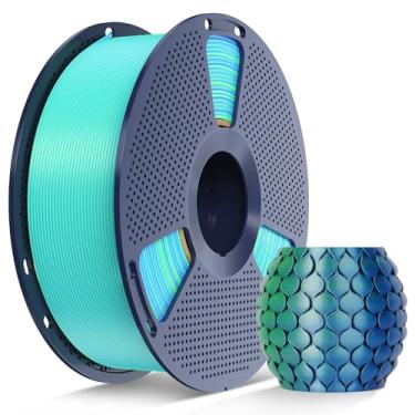 Imagem de SUNLU Filamento PLA de seda de duas cores, filamento de impressora 3D PLA de seda de 1,75 mm, filamento de impressora 3D de seda brilhante, precisão dimensional +/-0,02 mm, carretel de 1 kg (1 kg