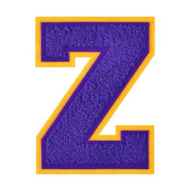 Imagem de 1 Patch de letra de chenille roxo de 11,4 cm – Adesivos do alfabeto para roupas, jaquetas, mochilas, chapéus para decoração personalizada, nome personalizado e artesanato. (Z)