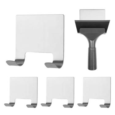 Imagem de MOROBOR 4 ganchos adesivos para rodo de chuveiro, suportes de raspador multiuso ganchos de toalha de aço inoxidável à prova d'água gancho de armazenamento acessórios de banho para cozinha e banheiro