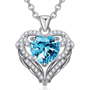 Imagem de Colares com pingente de cristal de pedra do mês de nascimento para mulheres, presente de aniversário dos namorados, dia das mães, colar de namorada, joia de coração de filha, aniversário para ela, ON