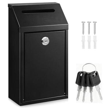 Imagem de Caixa de dinheiro SAFECash com ranhura – Caixa de doação de metal de 26 cm com trava para depósito em dinheiro, suporte de parede com trava e compartimento para casa/fazenda/escritório/ao ar livre