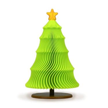 Imagem de Árvore de Natal giratória impressa em 3D com suporte, linda estatueta de Natal para quarto e escritório