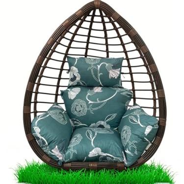 Imagem de Almofada para cadeira de ovo de espuma viscoelástica de 10 cm de espessura – Almofada de balanço lavável na máquina, resistente a UV, impermeável, para pendurar no jardim e na piscina (capa removível