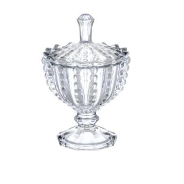 Imagem de Bomboniere com Pé Potiche Baleiro Pote Vidro Porta Joias Decorativo Doces Decoração Itens Essenciais para O Natal