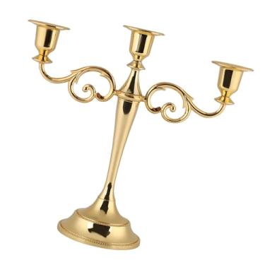 Imagem de Generic Candelabros, Suporte de Vela Durável de Com 3 Braços, Decoração de Casa para Mesa, Decoração Elegante, Casamento/jantar/festa (Ouro)