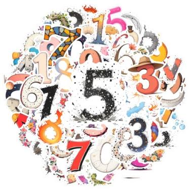 Imagem de 100 peças de números, personagens, divertidos, fofos, adesivos educativos, brinquedos, artigos de papelaria, adesivos divertidos de graffiti para guitarra, laptop, capacete, skate, faça você mesmo