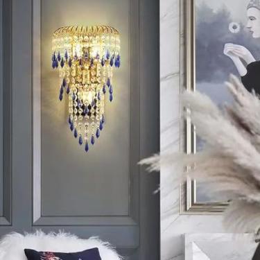 Imagem de Luminária de parede LED contemporânea colorida com design de cristal, criativa para sala de estar, quarto, escritório, quarto modelo, hotel, casa de campo, corredor, iluminação decorativa de