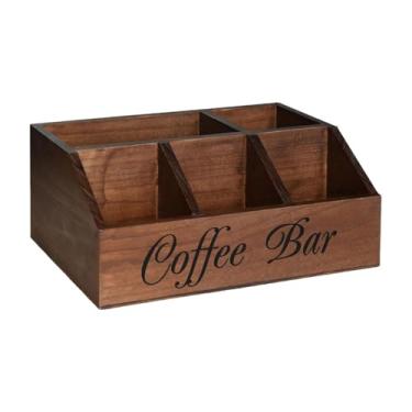 Imagem de predolo Organizador de estação de café, porta-cápsulas de café de mesa, organizador rústico de madeira para armazenamento de chás e condimentos na da