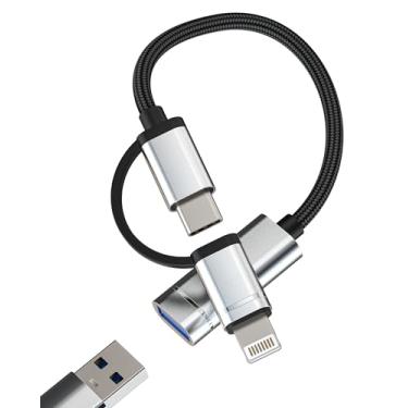 Imagem de Cabo adaptador USB para Lightning tipo C 2 em 1 OTG USB C para conector de extensão USB 3.0 para Apple para iPhone 15 14 Pro MAX para iPad, MacBook Air, compatível com conversor Samsung, conversor