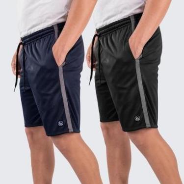 Imagem de Kit 2 Bermuda Helanca Esporte Faixa Lateral Academia Casual-Masculino