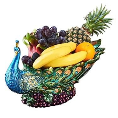 Imagem de BSNANCA Tigela decorativa com pedestal criativa, cesta de frutas em forma de pavão, bandeja de frutas secas para casa, sala de estar, decoração de mesa, presente, fruteira, cesta ()