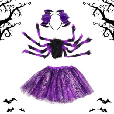 Imagem de Kit de fantasia de aranha para Halloween - fantasia de aranha de Halloween tutu e asas - roupa de fantasia de 2 a 15 anos
