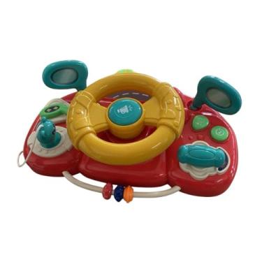 Imagem de Volante Infantil Interativo com Sons e Luzes, Painel de Carro Educativo, Plástico, 23x13,5x7cm, Vermelho/Verde, Pilhas AA, para Crianças Acima de 1 Ano